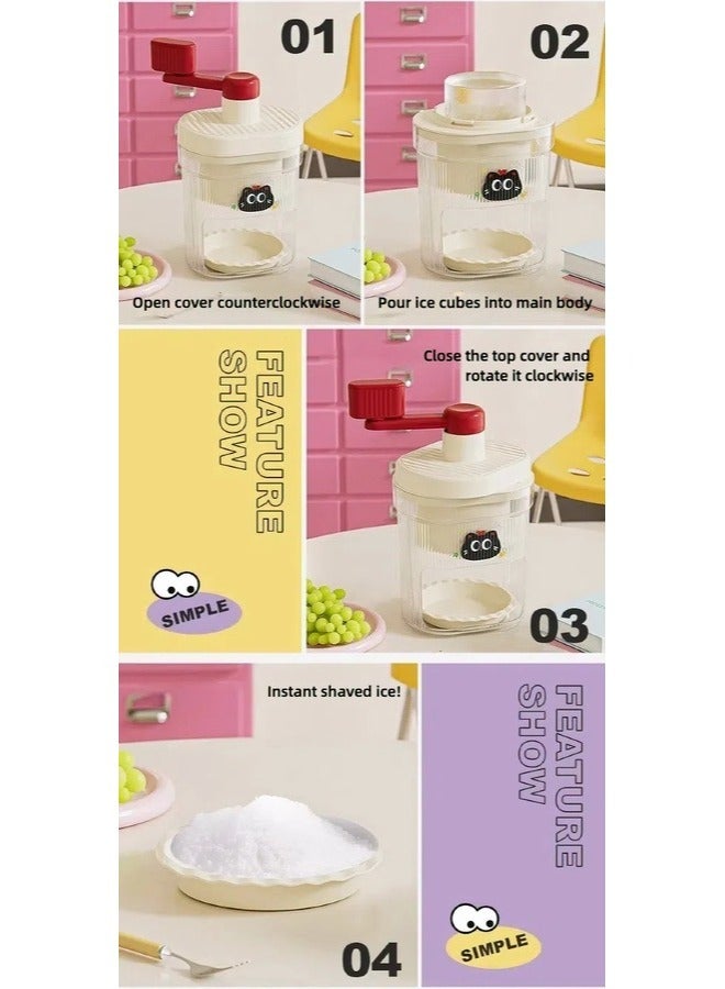 آلة يدوية لصنع الآيس كريم وحلاقة وسحق الثلج – آمنة للأطفال مع 2 وعاء و4 أطباق – لون أحمر – بلاستيك ABS بدرجة غذائية - Image 4