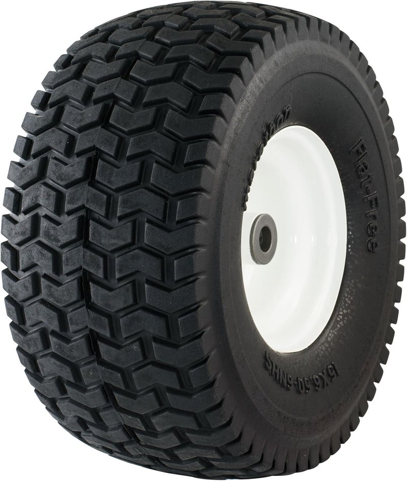 Marathon Marathon 30426 15x6506 Flat Free Lawnmower Tire on Wheel 3 Hub 34 Bushings  - Image 1