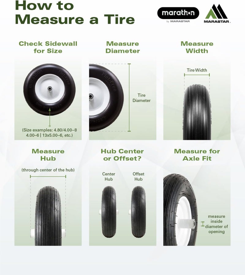 Marathon Marathon 30426 15x6506 Flat Free Lawnmower Tire on Wheel 3 Hub 34 Bushings  - Image 5