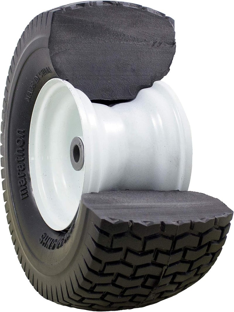 Marathon Marathon 30426 15x6506 Flat Free Lawnmower Tire on Wheel 3 Hub 34 Bushings  - Image 4