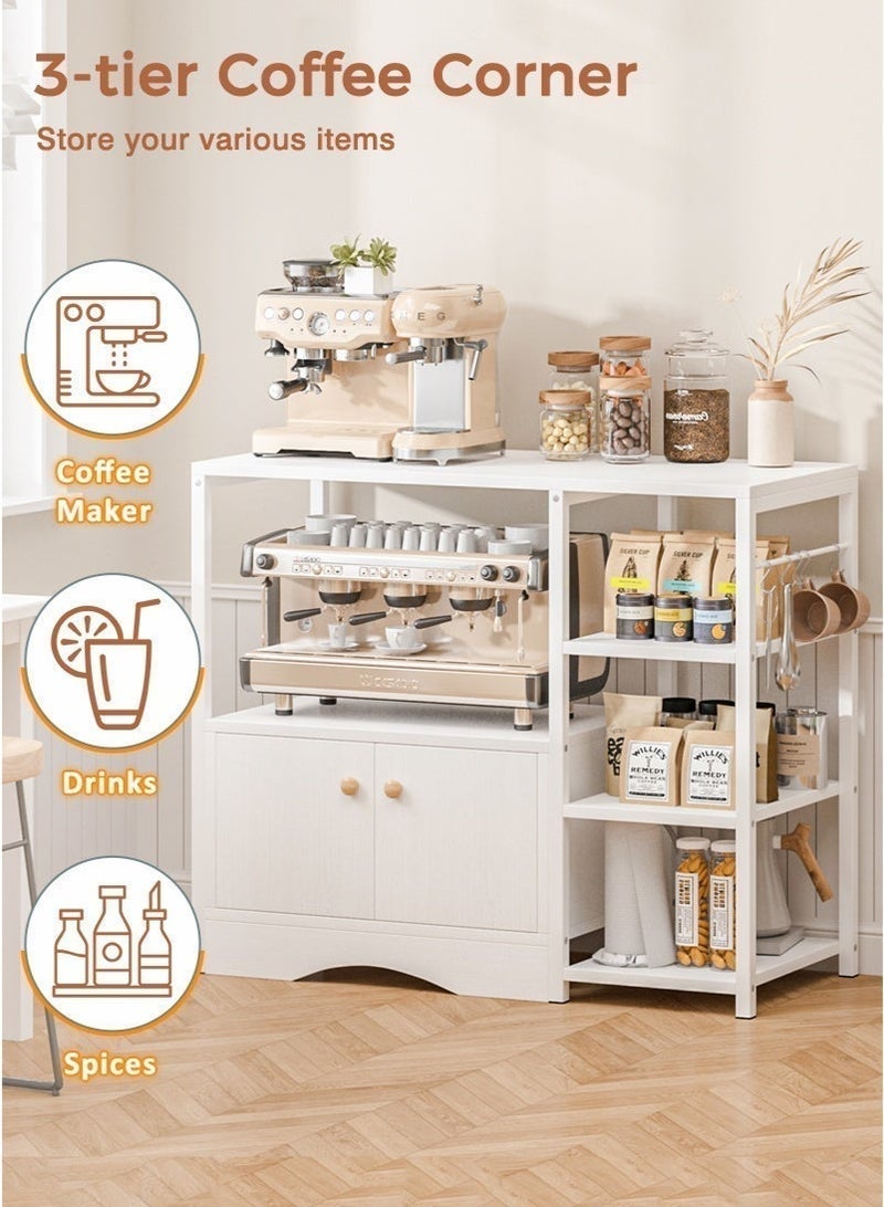 Stubborn Coffee Corner with Storage Cabinet and 5 Hook, Easy Assembly Kitchen Cabinet, 3-Tier Coffee Corner Table, Durable Kitchen Rack for Living Room, Corner, 90 * 34 * 81.2cm - Image 4