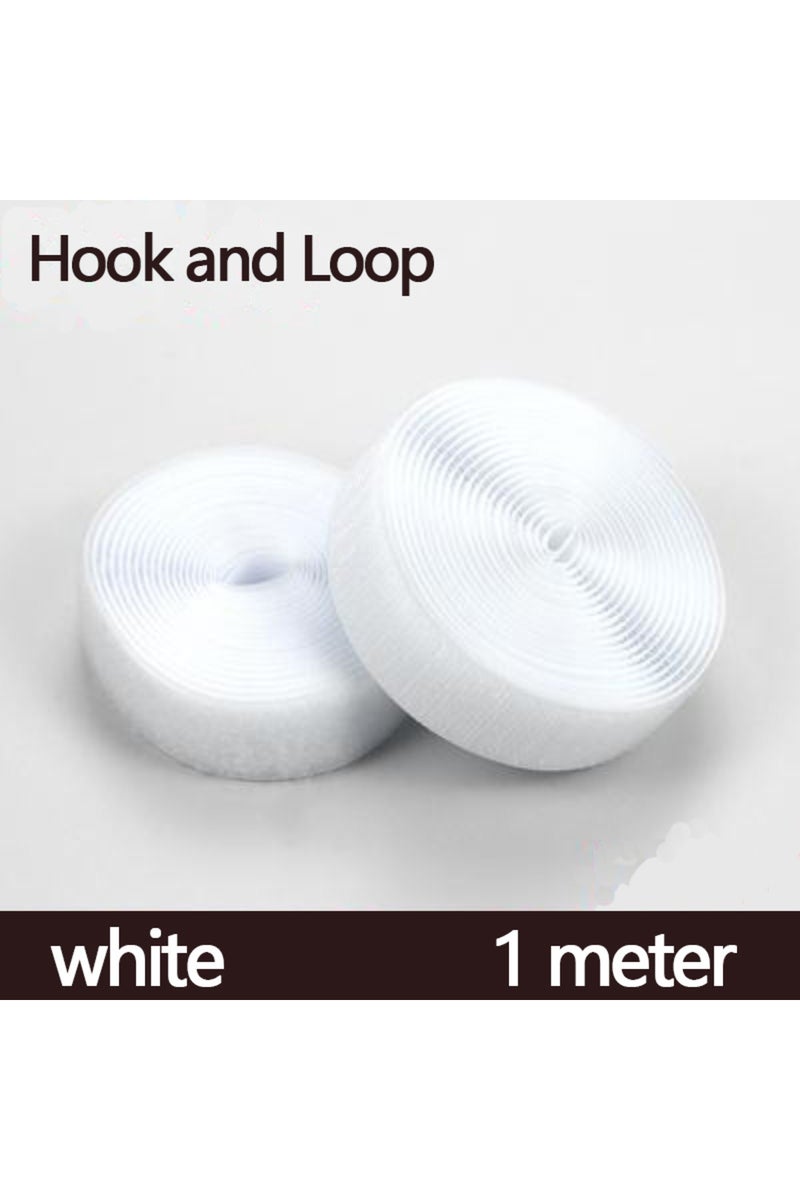 20mm Wide White 1Meter 1-10M Sew On Hook & Loop Tape | Non-Adhesive Nylon Magic Strap 20-50mm White