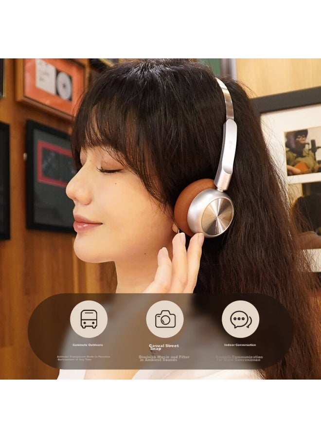 Ikf R1 Retro Headphones, Wireless Bluetooth, Fashionable Digital Wear, High-quality Metal, Millennium Y2k, Internet Celebrity, Maillard, Small Headband, Stylish Earphones, Space Black - Image 2