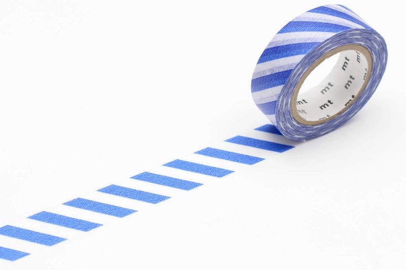 MT mt Washi Masking Tape Stripe, 15 mm x 10 mtrs Shade - Blue, (Pack of 1)  - Image 1