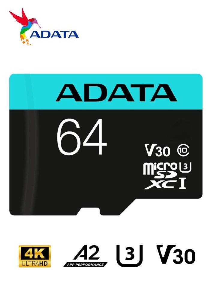 ADATA Premier Pro 64GB MicroSDXC/SDHC UHS-I U3 Class 10 (V30S) | 4K U3 V30 A2 - Image 3