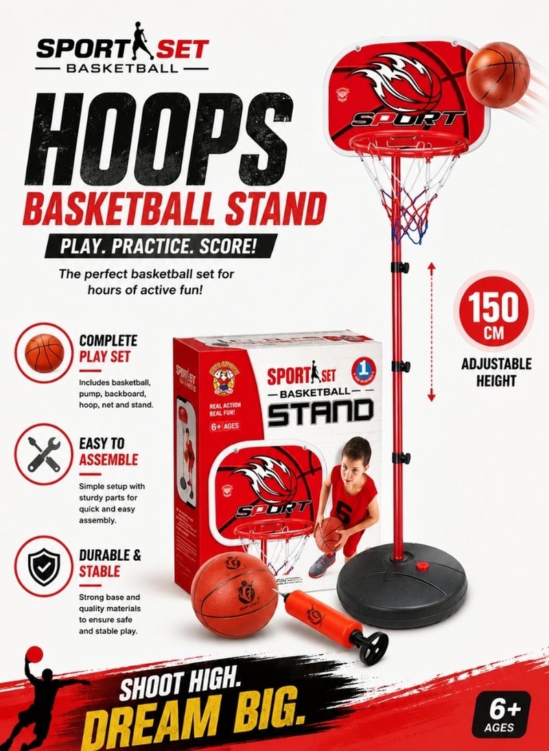 Hoops Basketball Stand Set with Adjustable Stand - Image 1