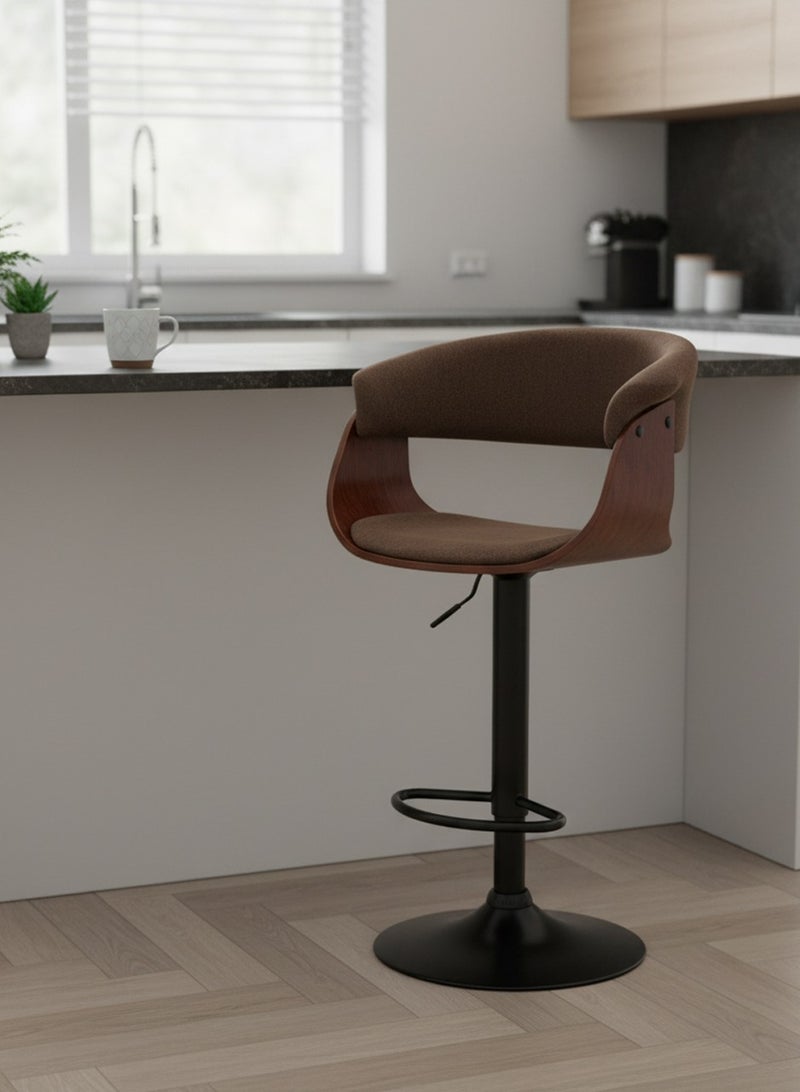 بيتي كرسي بار ( بستيم ) من القماش مع قاعدة حديد قابل للتعديل -بني - Image 1