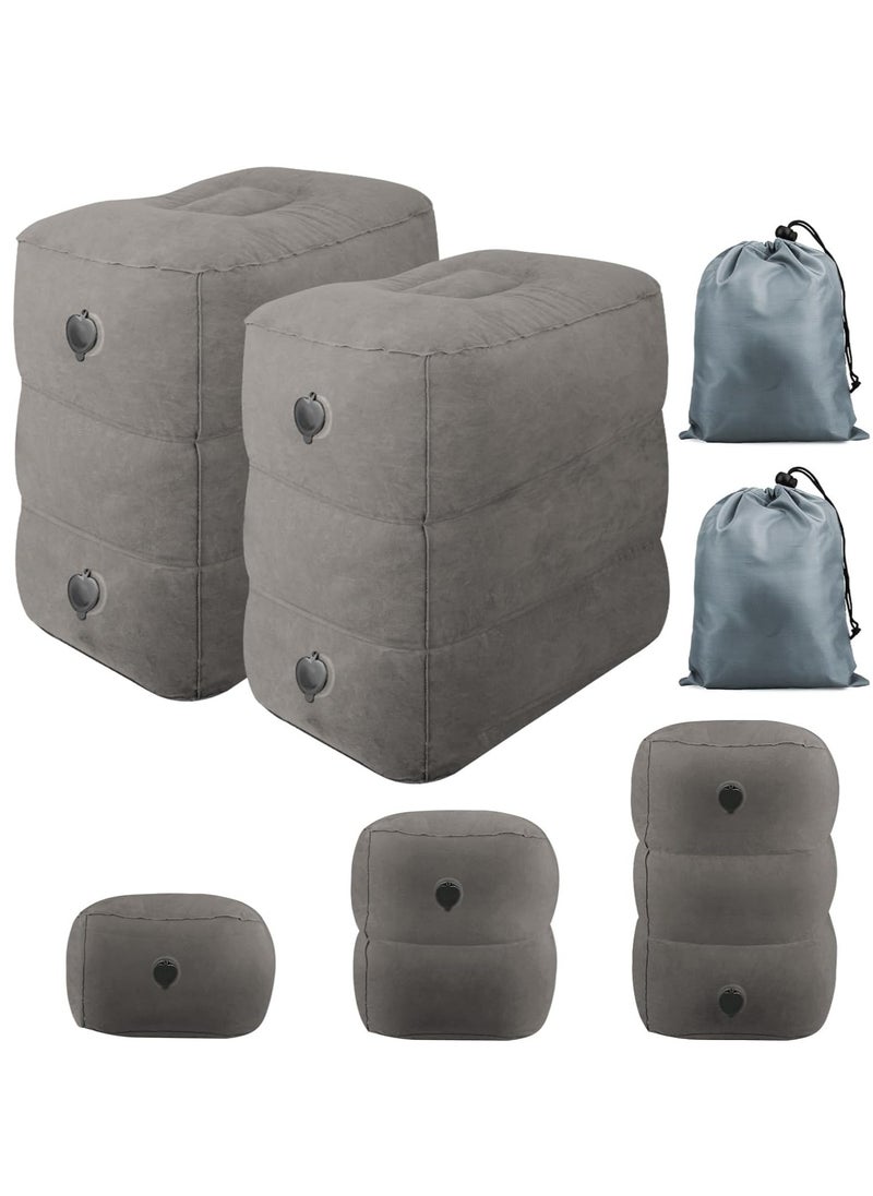 HomarKet 2 Pack Inflatable Foot Rest Pillow for Travel,Travel Accessories, Adults Airplane Travel Pillow-Adjustable Height Cushions,for Kids to Sleep While Traveling,Suitable for Office, Home (Grey)  - Image 1