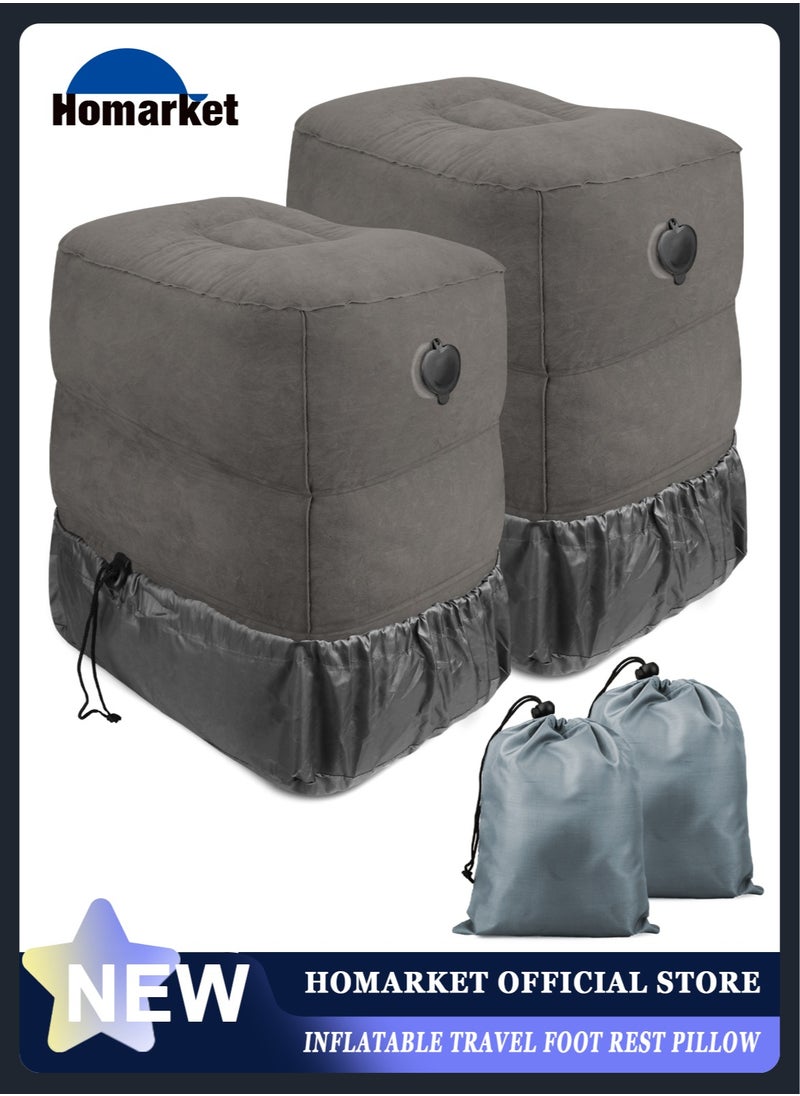 HomarKet 2 Pack Inflatable Foot Rest Pillow for Travel,Travel Accessories, Adults Airplane Travel Pillow-Adjustable Height Cushions,for Kids to Sleep While Traveling,Suitable for Office, Home (Grey)  - Image 3