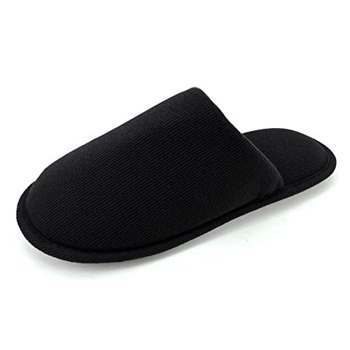 ofoot Mens Indoor Memory Foam Cotton Scuff Slippers Slip On Summer House Shoes Flats Breathable Lightweight Washable Non Skid Rubber Soles(Black,US 9-10) - Image 1