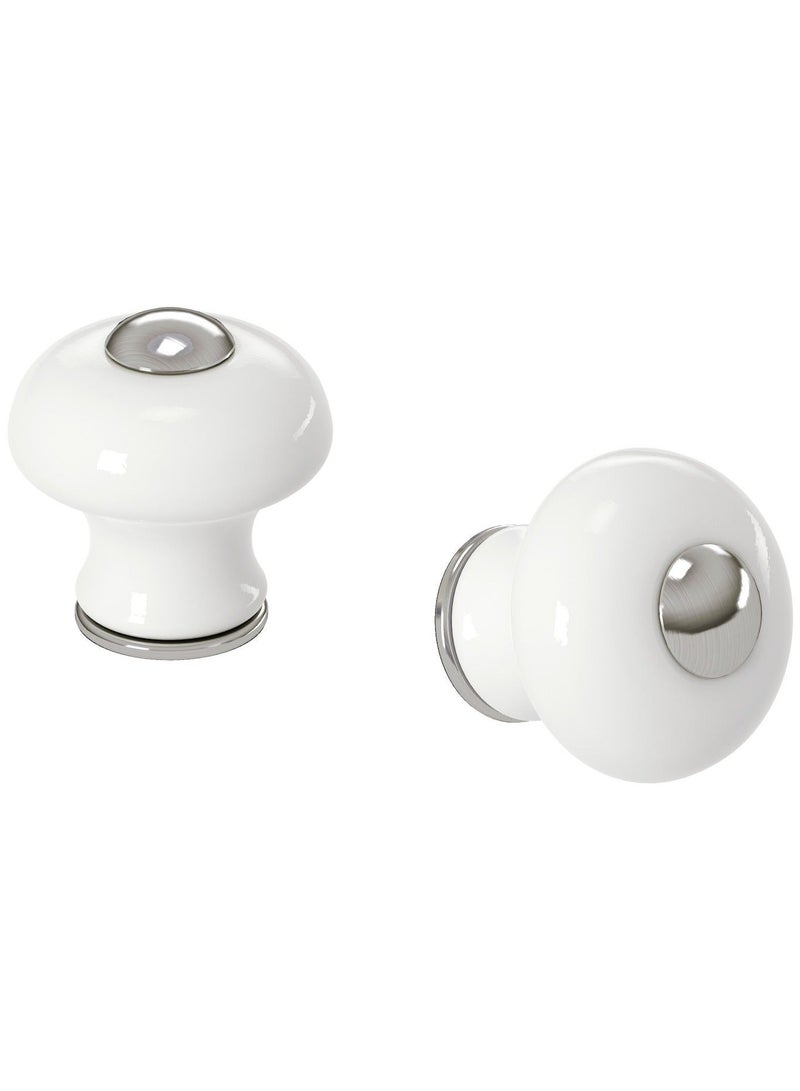 Door cabinet Knob, porcelain white, 30 mm Pack of 2