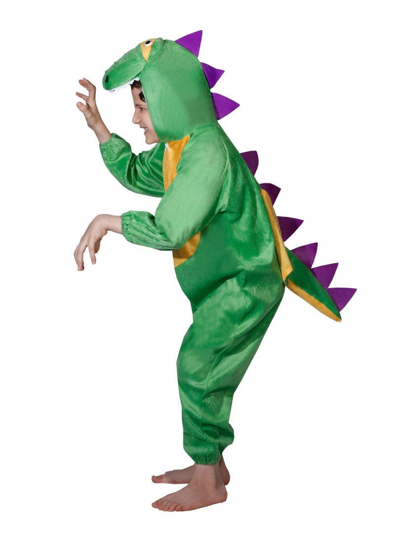 Kids Dragon Costume Jumpsuit with Hood, Animal Fancy Dress, Party Outfit, Size XL(8-10Years) - Image 1