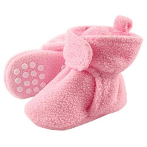 Luvable Friends Unisex Baby Cozy Fleece Booties, Light Pink, 0-6 Months US - Image 1