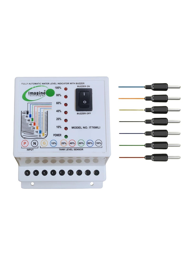 imagine technologies Imagine Technologies Water Level Indicator with Alarm on Tank Full with 7 Sensors White IT76WLI WITHOUT WIRE  - Image 1