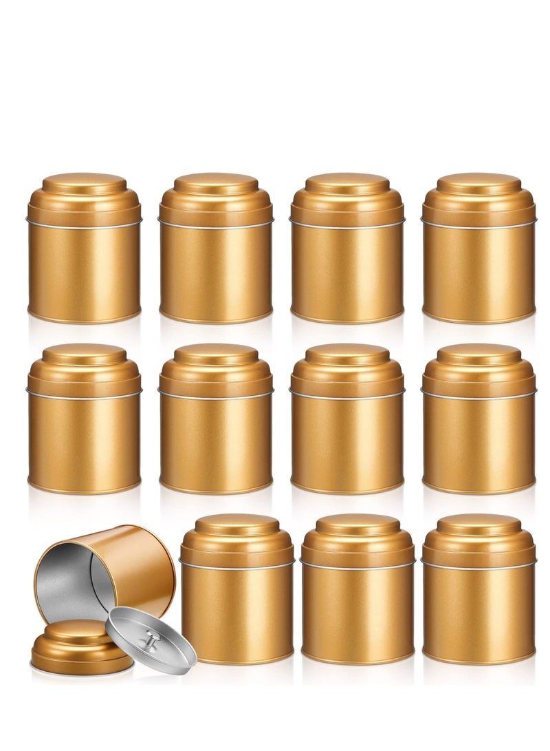 SOLARAE Tea Tin Canister, Mini Tea Storage Containers Round Tin Canister for Loose Tea, 8 oz Round Tin Can Box Small Kitchen Tea Canister Loose for Storage Tea - Image 1