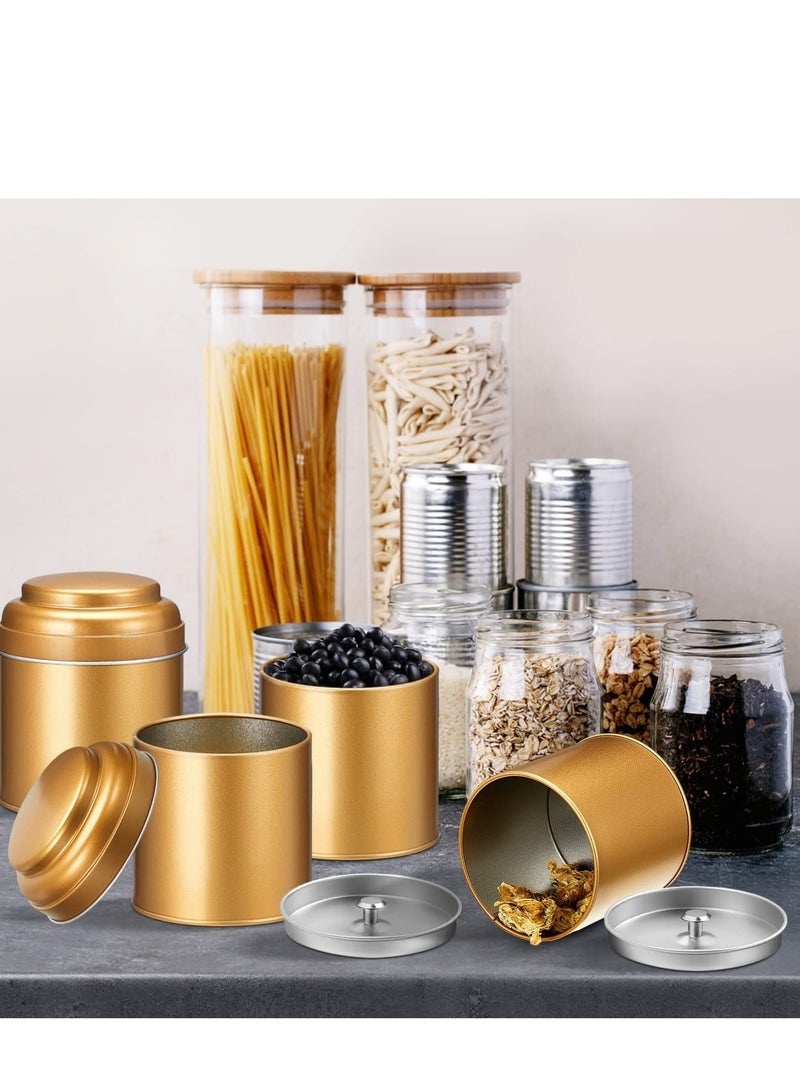 SOLARAE Tea Tin Canister, Mini Tea Storage Containers Round Tin Canister for Loose Tea, 8 oz Round Tin Can Box Small Kitchen Tea Canister Loose for Storage Tea - Image 3