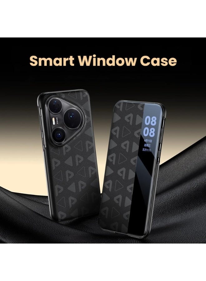 عام غطاء متوافق مع هواوي بورا 80 الترا (5G) - نافذة ذكية مدمجة وخاصية النوم/الإيقاظ التلقائي، غطاء فليب مطفأ مقاوم لبصمات الأصابع - Image 3