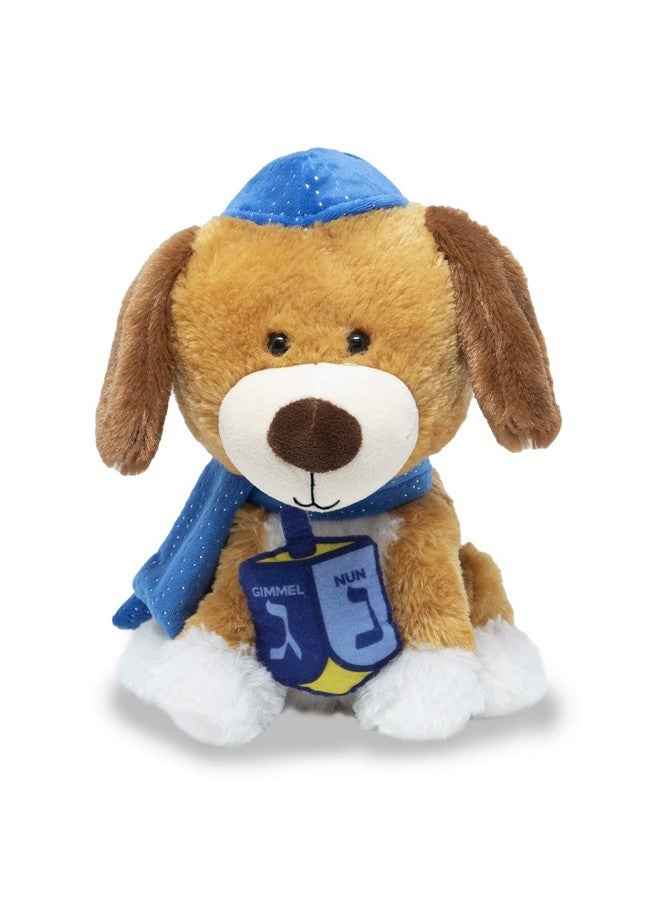 | Dreidel Pup 10" Funny Dancing Puppy Stuffed Animal Plush Toy For Kids | Celebrates Hanukkah In Blue Kippah Or Yarmulke | Sings I Have A Little Dreidel