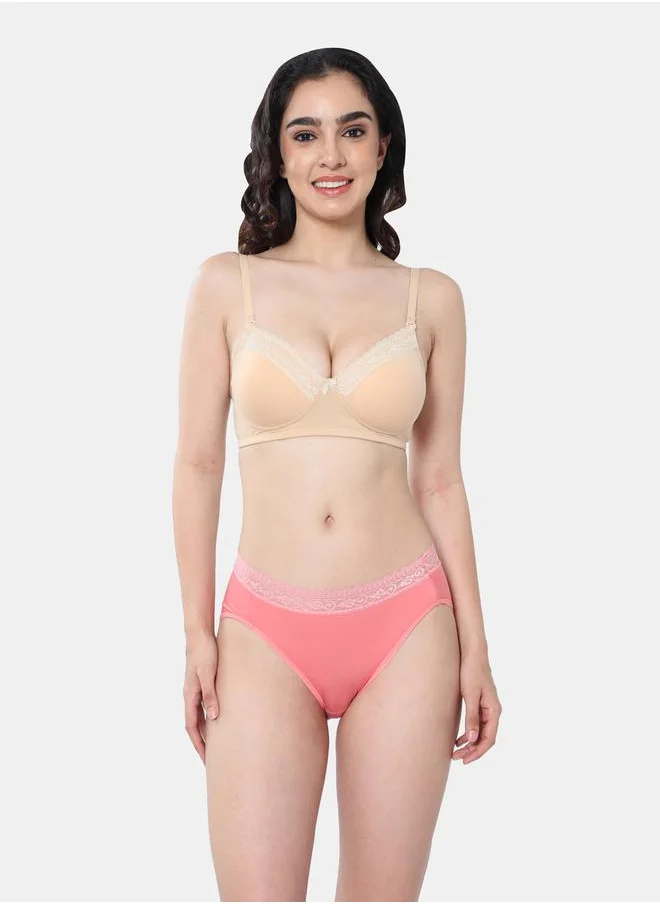 انفي Padded Plunge Cotton Lace Insert Bra by Styli