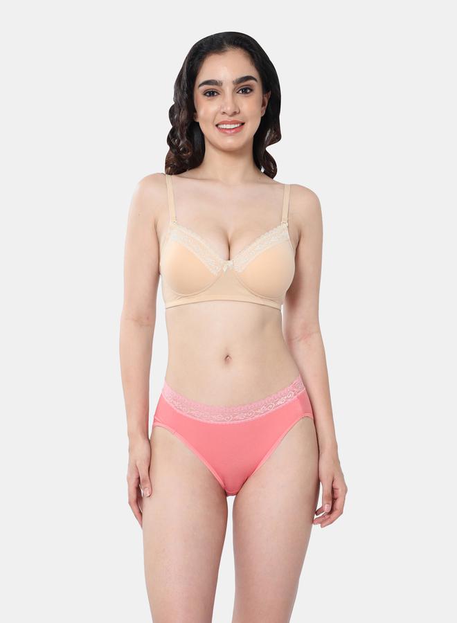 Envie Padded Plunge Cotton Lace Insert Bra - Image 1