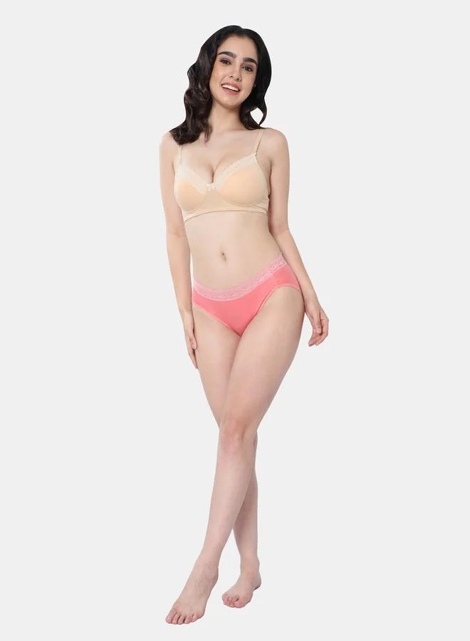Envie Envie Padded Plunge Cotton Lace Insert Bra