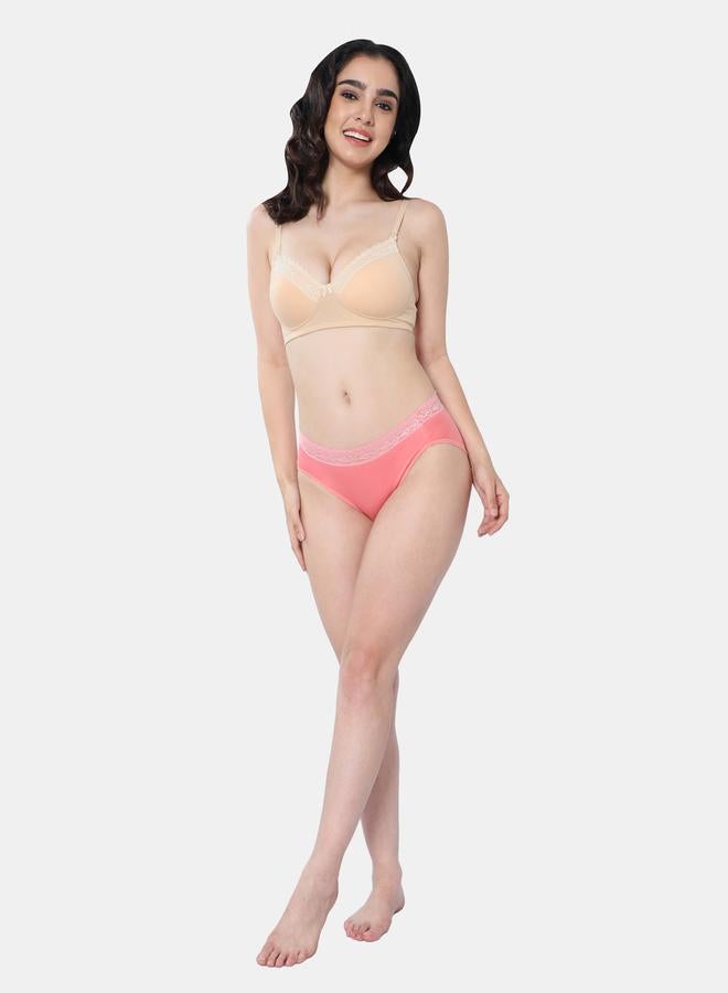 Envie Padded Plunge Cotton Lace Insert Bra - Image 3