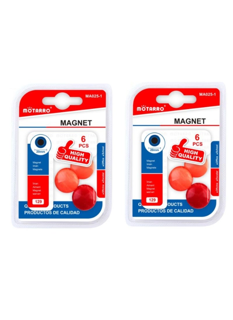 MOTARRO Mini Round Magnetic Buckle for Home Decor Colored Minimalist Fridge Sticker Whiteboard Note Still Photo 6+6 Pieces  - Image 1