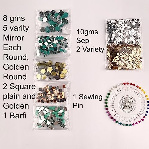 Qroof Aari Work,Maggam Work Materials Kit, Kundan Bulge, Aari Needles And Tools Combo Kit A Beginners Pack Set, Gold - Image 4
