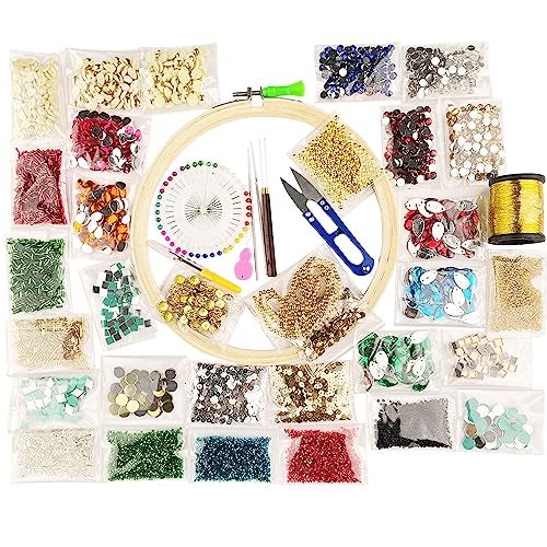 Qroof Aari Work,Maggam Work Materials Kit, Kundan Bulge, Aari Needles And Tools Combo Kit A Beginners Pack Set, Gold - Image 1