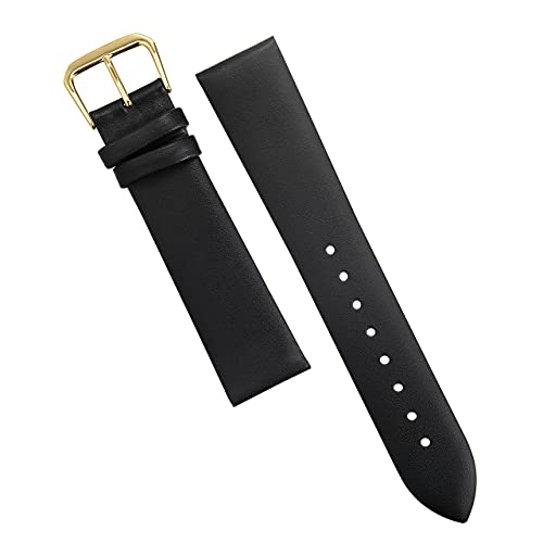EACHE 12mm Thin Leather Watch Bands for Ladies Genuine Leather Watch Straps for Women 12mm, Black-Gold Buckle - Image 3