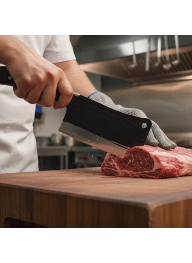 ساطور تقطيع احترافي 32 سم – شفرة فولاذ مقاوم للصدأ بهيكل كامل مع مقبض خشبي – ساطور مطبخ لتقطيع اللحوم والعظام والشواء - Image 2