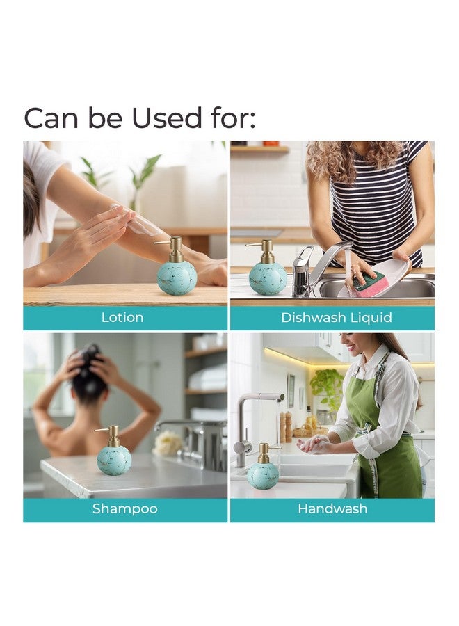 The Better Home 300ml Soap Dispenser for wash Basin - Light Blue | Round | Ceramic | Kitchen Accessories Items for Home - Image 4