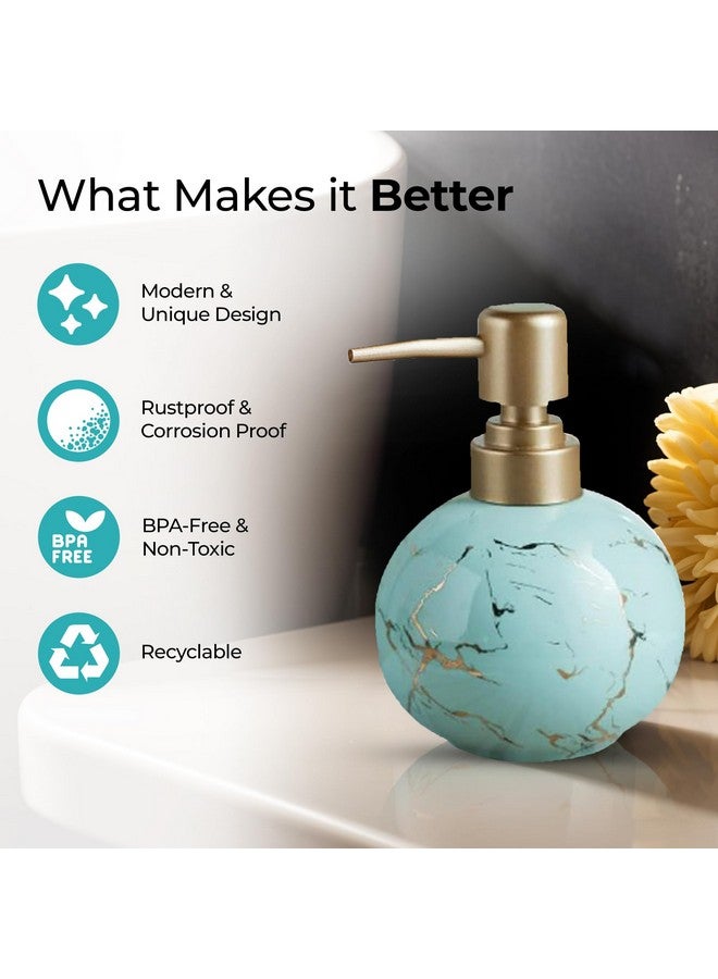 The Better Home 300ml Soap Dispenser for wash Basin - Light Blue | Round | Ceramic | Kitchen Accessories Items for Home - Image 3