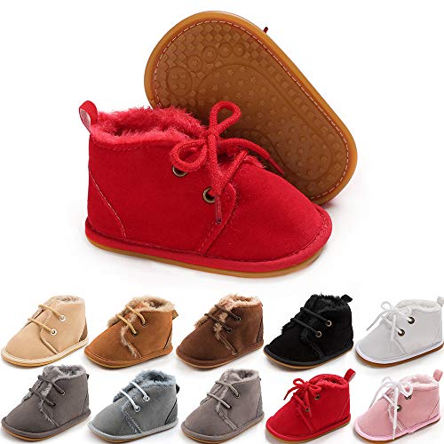 Meckior Baby Booties Newborn Infant Unisex Baby Girls Boys Velvet Rubber Anit-Slip Sole Shoes Toddler Fleece Cozy Winter Warm Prewalker Boots - Image 1