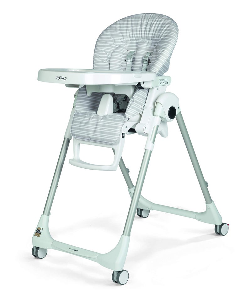 Peg Perego Prima Pappa Zero 3 High Chair for Children Newborn to 3 Years of Age Made in Italy Linear Grey White Grey