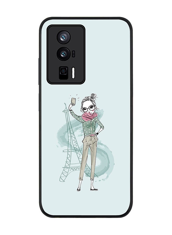 Stylizedd Rugged Black edge case for Xiaomi Poco F5 Pro 5G / Xiaomi Redmi K60 / Xiaomi Redmi K60 Pro Slim fit Soft Case Flexible Rubber Edges Anti Drop TPU Gel Thin Cover - Selfie by Eiffel - Image 1