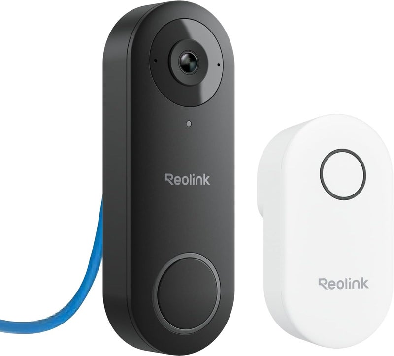 ريولينك كاميرا جرس الباب بالفيديو من REOLINK بتقنية PoE – زاوية 180 درجة قطرية، كاميرا أمان IP خارجية بدقة 5MP مع جرس، اتصال ثنائي الاتجاه، تشغيل فوري، تخزين محلي آمن، بدون رسوم شهرية - Image 1