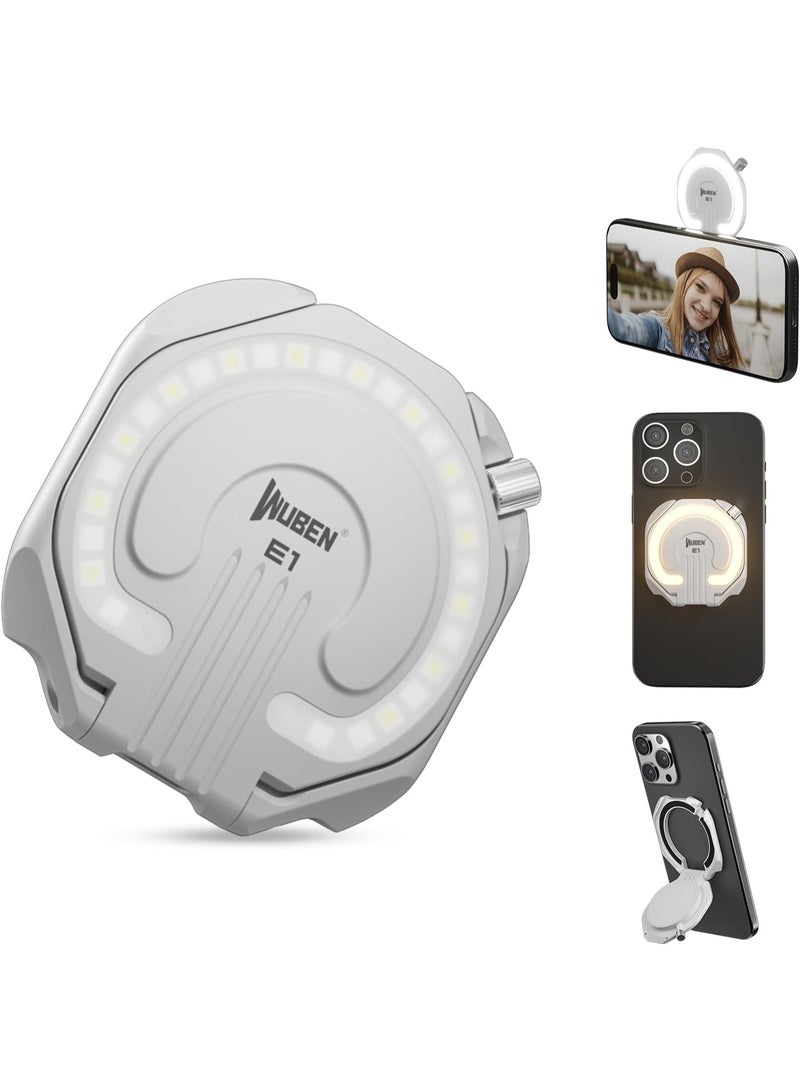 WUBEN E1 Rechargeable EDC Flashlight 300 Lumens LED Selfie Light Compact Pocket Phone Light, Convenient USB C Charging, Portable Magnetic for Night Working Video Live Streaming Call Picture (White) - Image 1