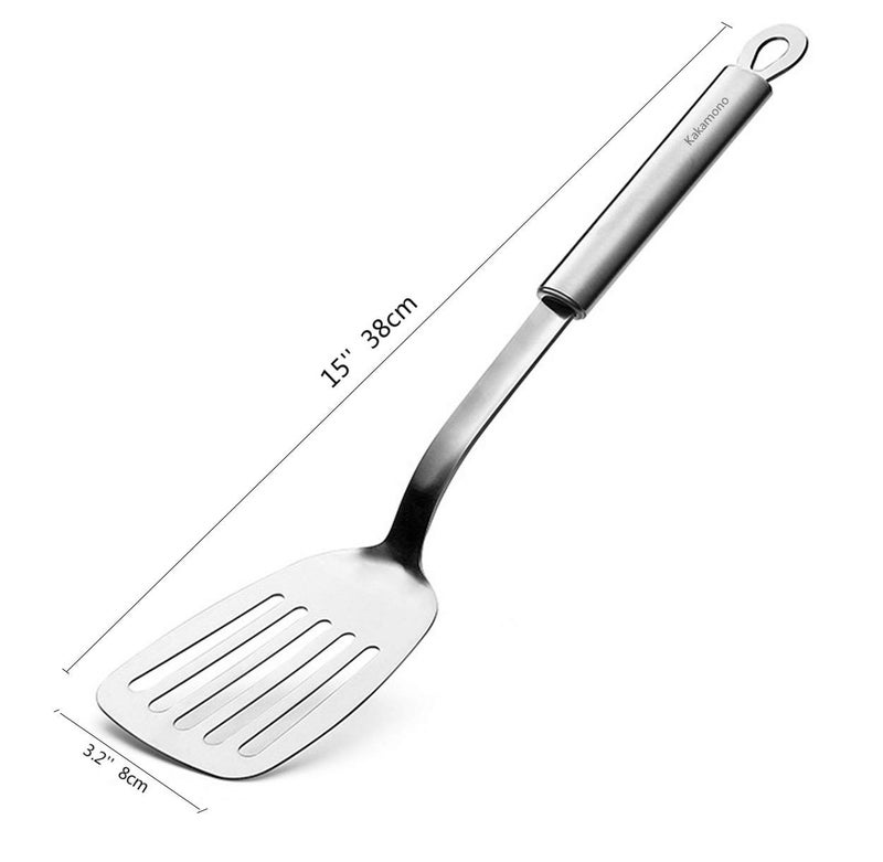 kakamono Metal Spatula Fish Spatula Stainless Steel Slotted Turner Spatula - Cook, Drain and Serve Fish, Burgers, Eggs, Pancakes with this Slotted Cooking Utensil - Image 2