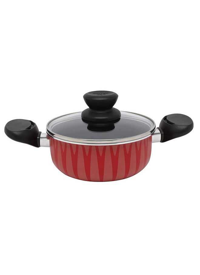 Trust Non-Stick Aluminum Pot With Glass Lid With Heat Resistant Handle Red/Black  - Image 1