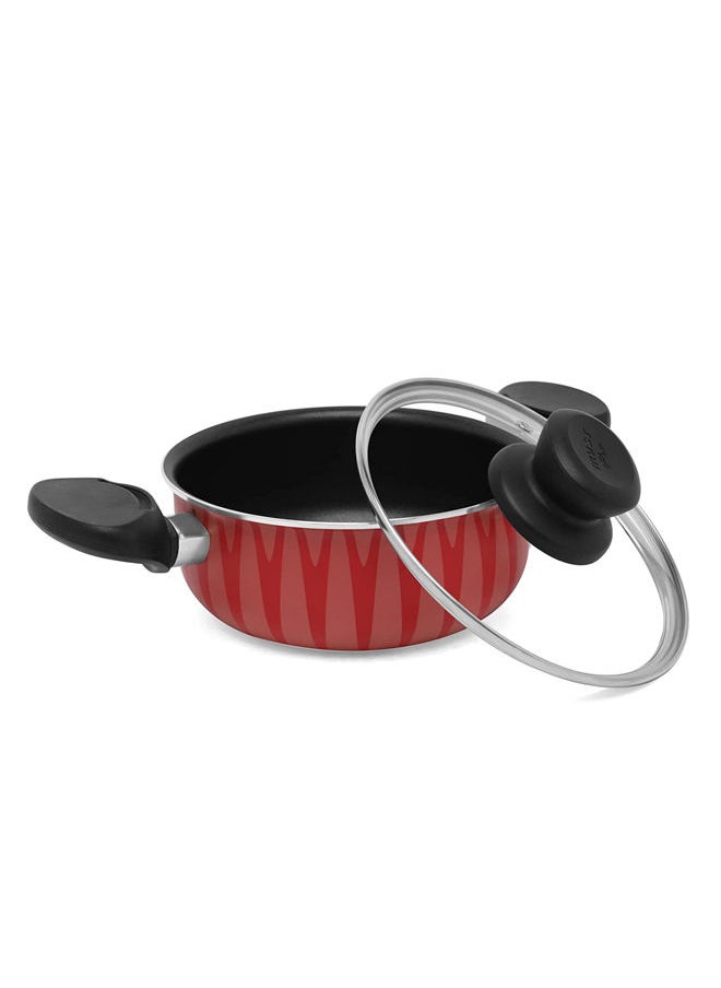 Trust Non-Stick Aluminum Pot With Glass Lid With Heat Resistant Handle Red/Black  - Image 3