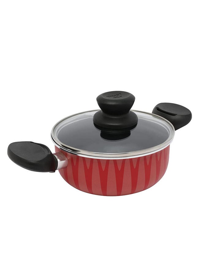 Trust Non-Stick Aluminum Pot With Glass Lid With Heat Resistant Handle Red/Black  - Image 2