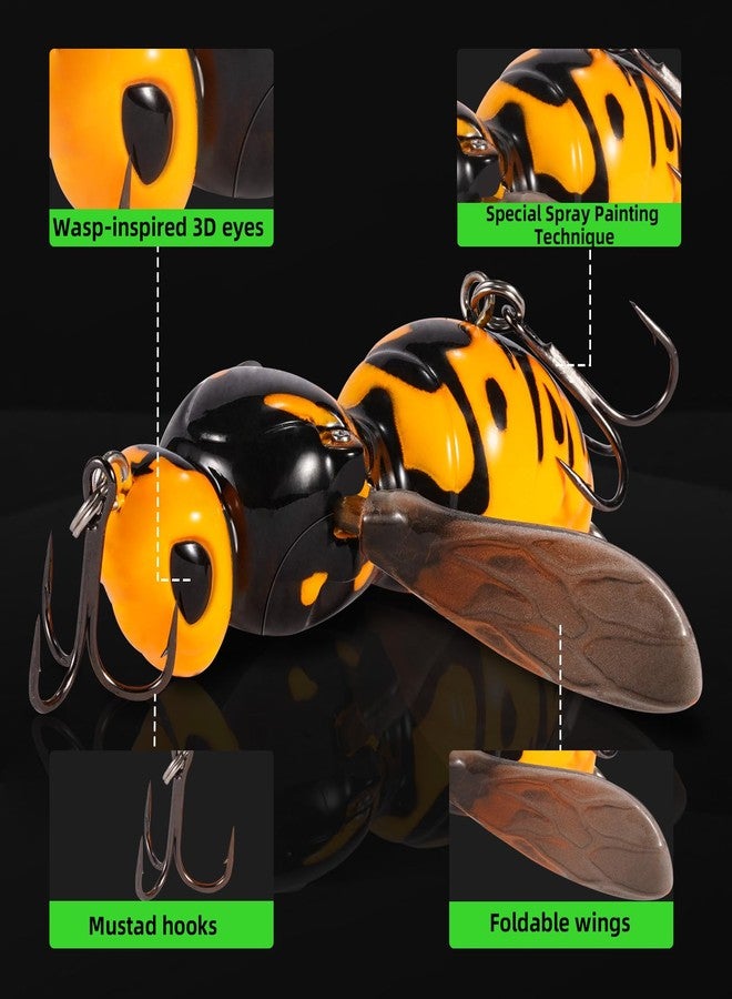 FONMANG Fishing Lures, 3-Piece Topwater Lures for Bass, Walleye, and Pike, 2025 New Wasp-Style Top Water Crawler for Freshwater & Saltwater Fishing, 2.6in, 15g - Image 2