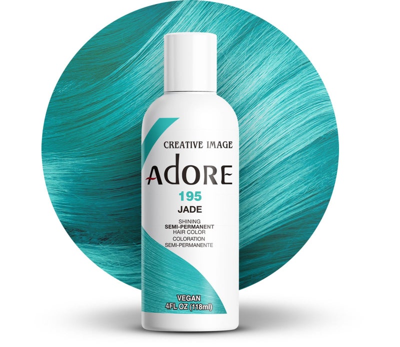 Adore Semi Permanent Hair Color (195 Jade) | Vegan & Cruelty-Free Green Hair Dye | No Ammonia, No Peroxide, No Alcohol | 4 Fl Oz - Image 1