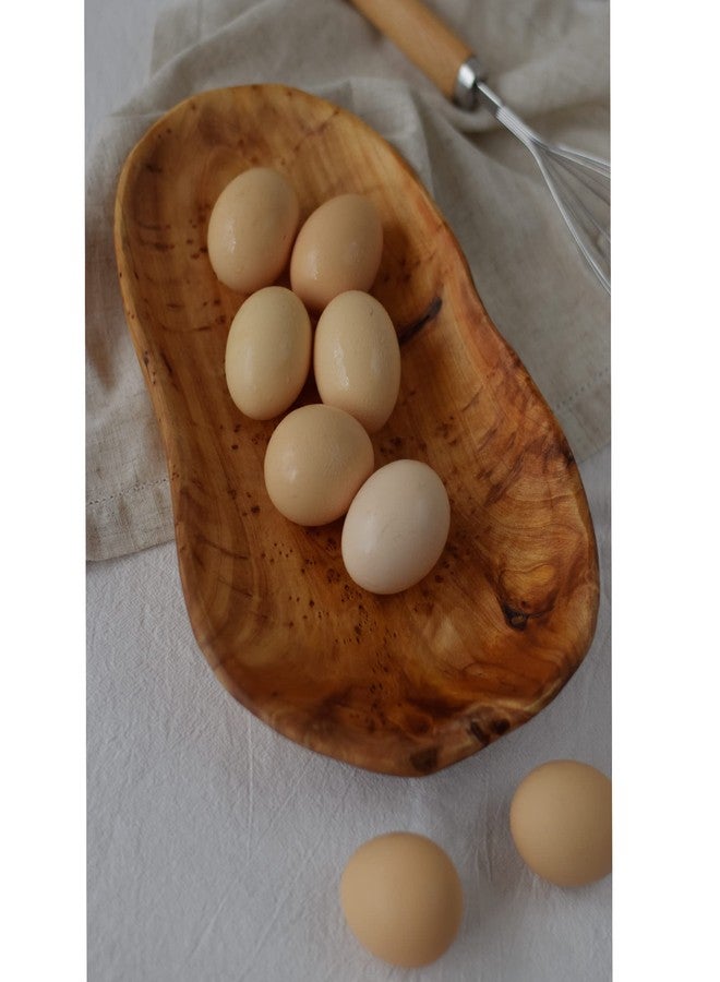 Kanhaom طبق خشبي منحوت يدويًا من كانهاوم، طبق حفلات من الخشب الصلب لعرض المقبلات، صينية تقديم للفاكهة، وعاء تخزين طبيعي للخواتم والمجوهرات، وعاء ريفي عتيق للديكور (11-13 بوصة) - Image 5
