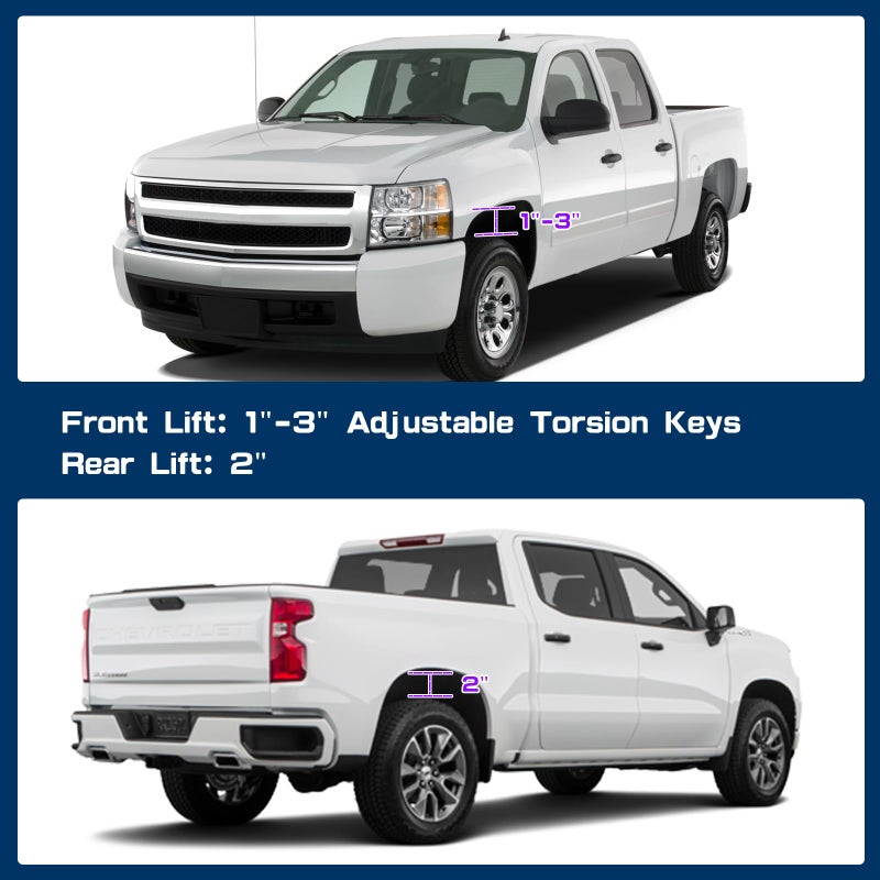 GSTP 3" Front and Rear Suspension Lift Kit Compatible With Chevy Silverado GMC Sierra 1500 4X4 4WD 1999-2007- Leveling Lift Kits with Strut Spacer and Shock Extenders - Image 4