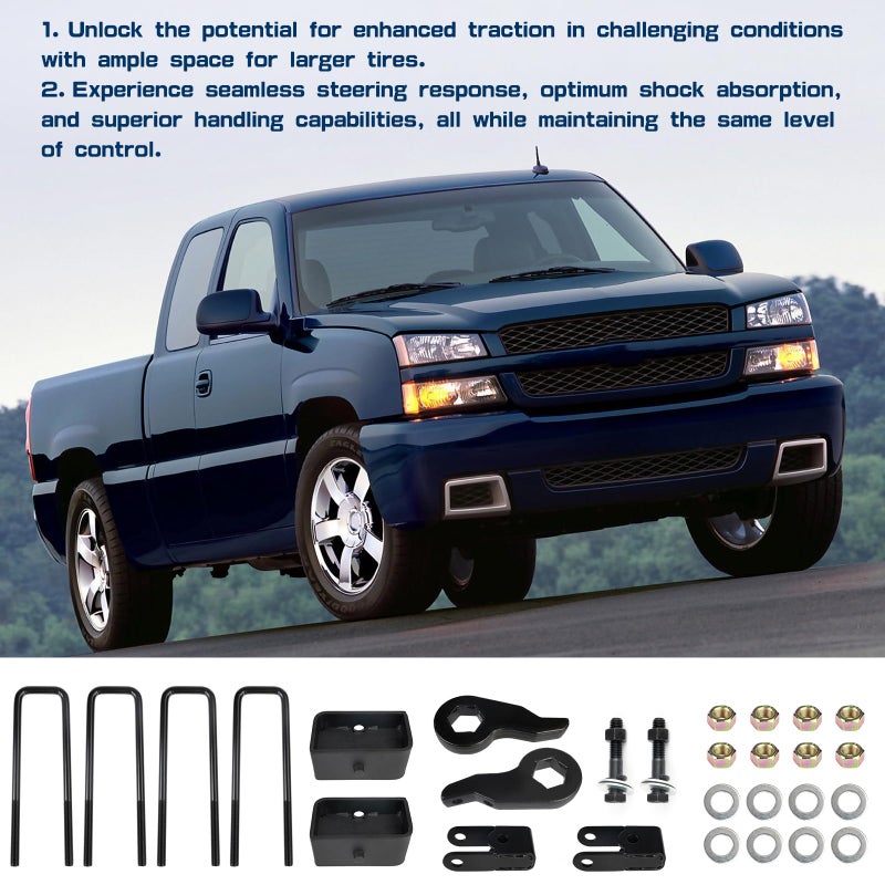 GSTP 3" Front and Rear Suspension Lift Kit Compatible With Chevy Silverado GMC Sierra 1500 4X4 4WD 1999-2007- Leveling Lift Kits with Strut Spacer and Shock Extenders - Image 5