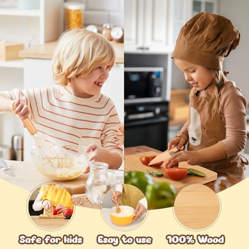 LUOLAO Wooden Kids Safe Knife and Kids Baking Set for Real Cooking, 6 PCS Toddler Montessori Kitchen Tools, Cooking and Baking for Little Chefs - Image 4