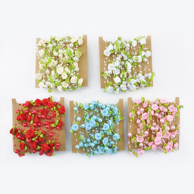 5M Beads Chain Fishing Line Artificial Rose Flower Garland Flowers Wedding Party Decoration ( ) - Image 2