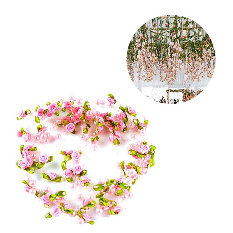 5M Beads Chain Fishing Line Artificial Rose Flower Garland Flowers Wedding Party Decoration ( ) - Image 1